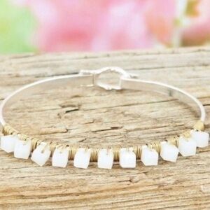 Two Tone White Cube Opaque Crystal Bracelet